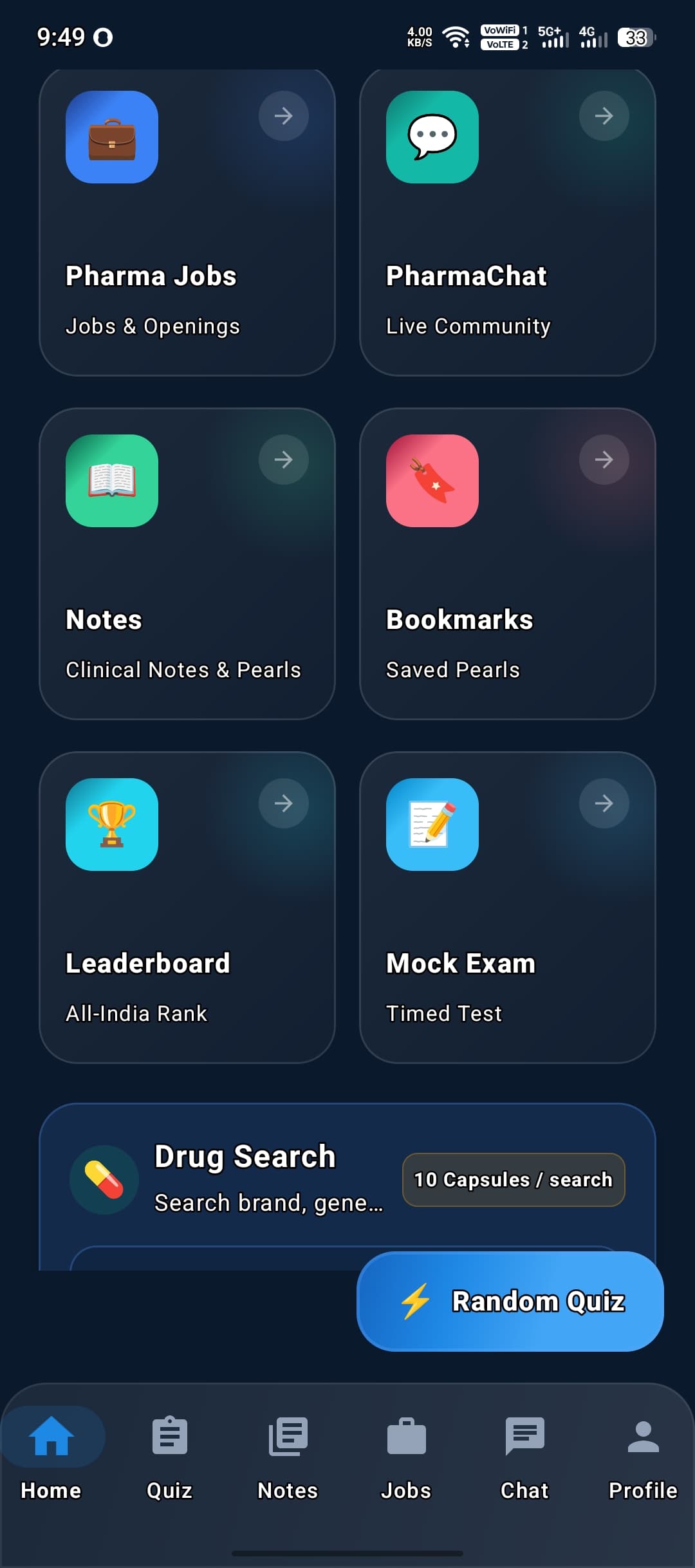 PHARMA QUIZ Subject Interface